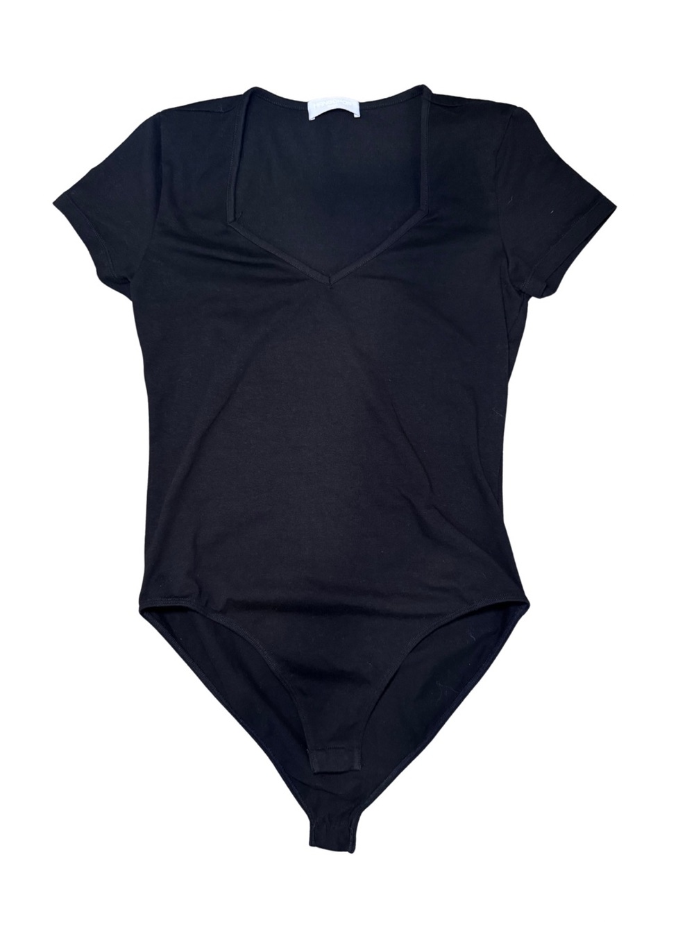 Black Short-Sleeve V-Neck Bodysuit - Women
